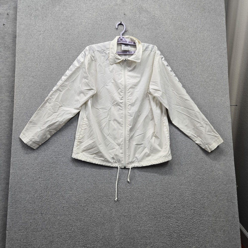 VINTAGE Adidas Men Jacket M White Embroidered Windbreaker Trefoil Logo